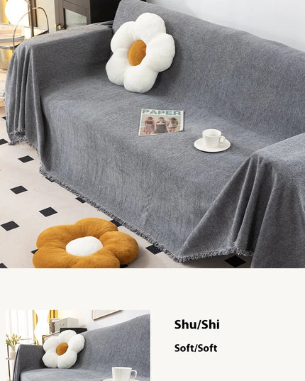 Home Sofa Cover With Tassel Living Room Sofas Blanket Cover Sofa Cover Seat 3 Seater Sofa Blanket Cover Beige