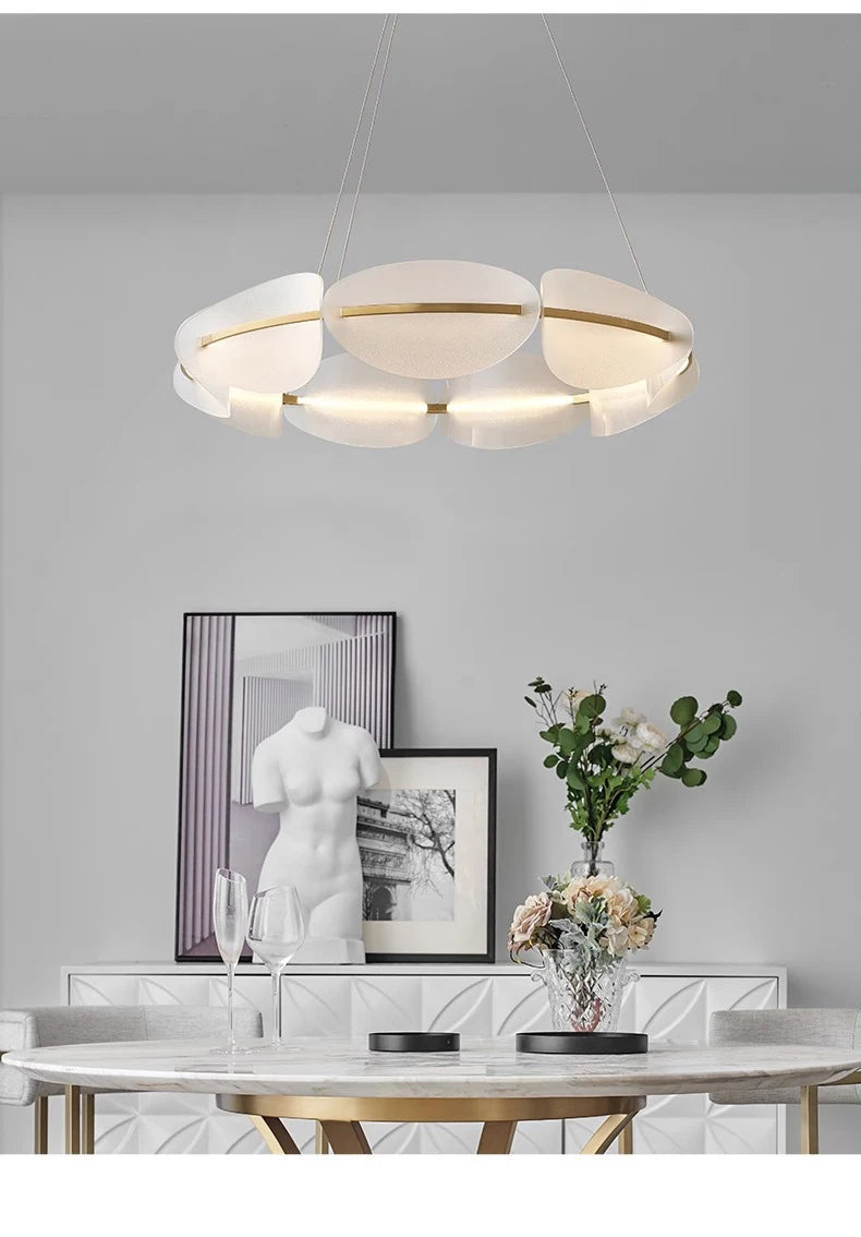 Modern leaf chandelier luxury designer Acrylic ring light Dining Room Home Bedroom Kitchen Hanging Lights Decor sofa living room