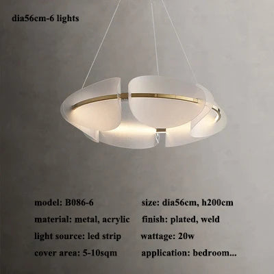 Modern leaf chandelier luxury designer Acrylic ring light Dining Room Home Bedroom Kitchen Hanging Lights Decor sofa living room