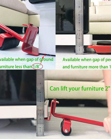 Professional Furniture Mover Tool Set Heavy Stuffs Transport Lifter Wheeled Mover Roller with Wheel Bar Moving Hand Device