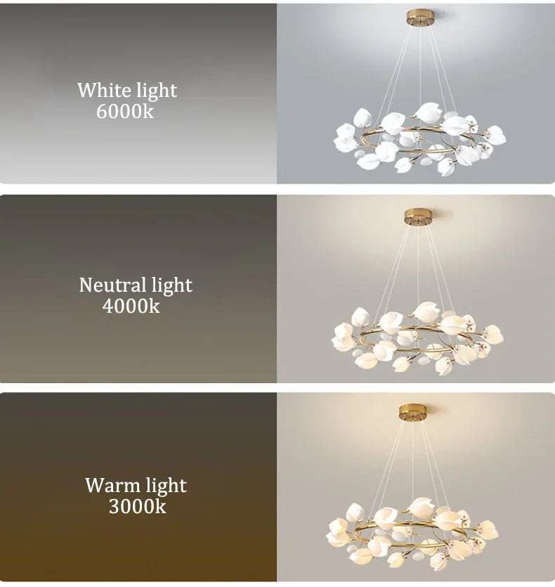 Modern Luxury French Creamy Wind Ceramic Chandelier Living Dining Room Bedroom Led Pendant Lamp Home Decor Hanging Light Fixture