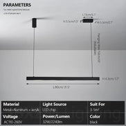 Modern LED linear chandelier for dining room office white bar pendant lights kitchen island lighting black minimalist lamp
