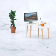 1 Set 1:12 Dollhouse Miniature Wooden Furniture Triangle Coffee Table Computer Desk Tea Model Living Room Home Decor Toy