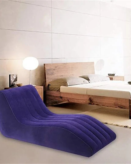 Portable S-shaped Love Position Labor-saving Sitting Inflatable Sofa Bed Yoga Chaise Lounge For Garden Bedroom Folding Furniture