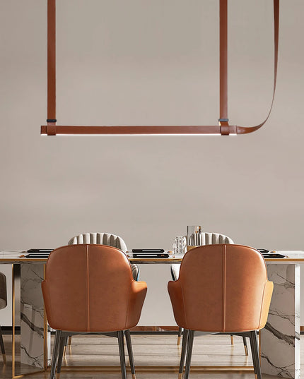 Modern LED Leather Chandelier Minimalist long chandelier For Living Room Kitchen Island Decor Dining Table Hanging Lamp fixtures