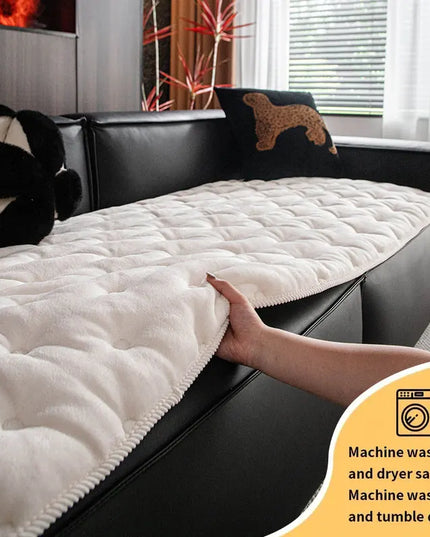 Sofa cushion with a light luxury feel for all seasons 2025 new flannel straight row anti slip sitting cushion