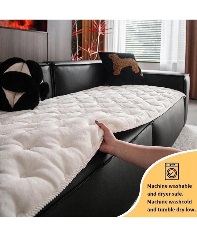 Sofa cushion with a light luxury feel for all seasons 2025 new flannel straight row anti slip sitting cushion