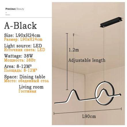 Modern LED Ceiling Chandelier Dining Table Indoor Lighting Chandeliers Kitchen Pendant Light Living Room Decoration Hanging Lamp