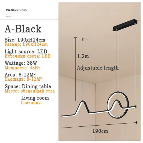 Modern LED Ceiling Chandelier Dining Table Indoor Lighting Chandeliers Kitchen Pendant Light Living Room Decoration Hanging Lamp