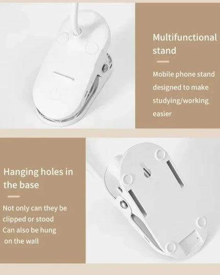 Portable USB Table Lamp Rechargeable Desk Lamp with Clip Bed Reading Night Light LED Touch 3 Modes Dimming Eye Protection Light