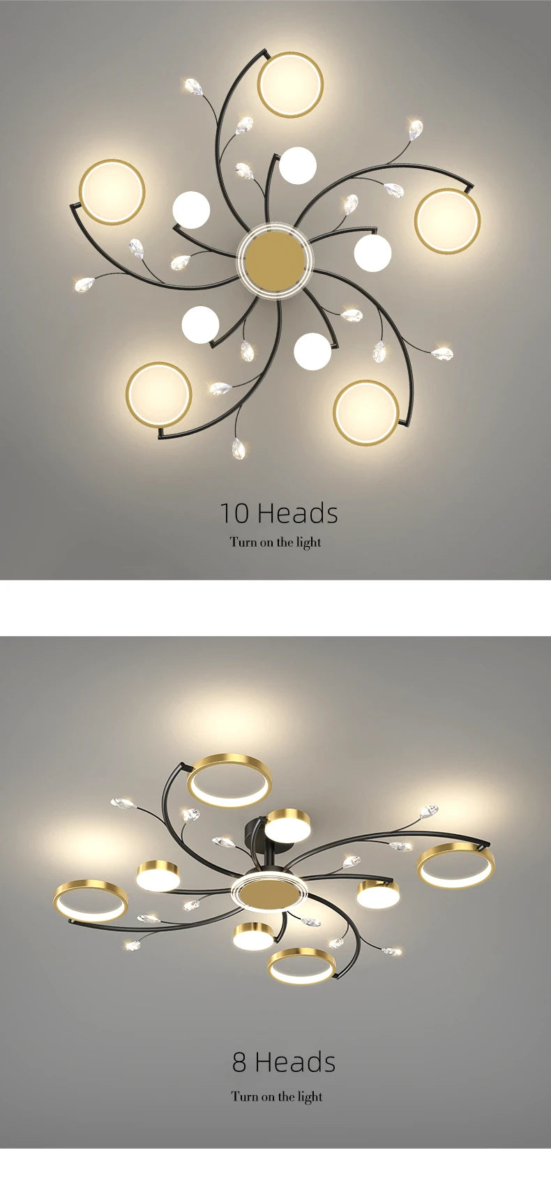 Modern Led Chandelier Gold Aluminum Luxury Pendant Lights For Living Room Bedroom Study Room K9 Crystal Decorative Lamps 90-260V