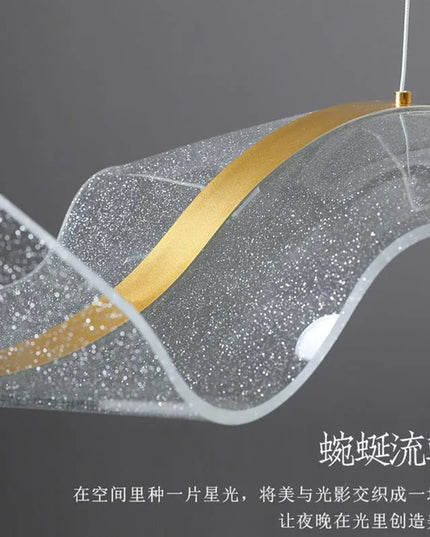 Modern Wave LED Pendant Lights for Living Restaurant Room Food Tables Bar Golden Chandelier Home Decor Hanging Light Fixture