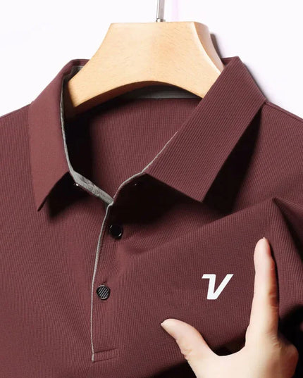 2025 new men's golf jersey summer collar, loose, elastic, quick drying and moisture absorption
