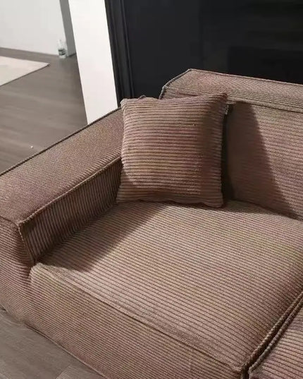 Compressed fabric sofa corduroy small unit straight row full sponge sofa without skeleton tofu block sofa