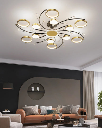Modern Led Chandelier Gold Aluminum Luxury Pendant Lights For Living Room Bedroom Study Room K9 Crystal Decorative Lamps 90-260V