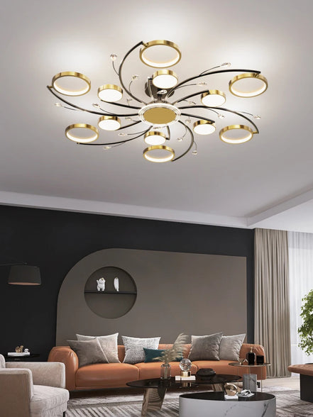 Modern Led Chandelier Gold Aluminum Luxury Pendant Lights For Living Room Bedroom Study Room K9 Crystal Decorative Lamps 90-260V