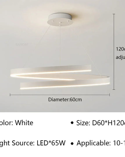 Modern LED spiral chandelier is suitable for living room dining room bedroom study villa home decoration lighting room decoratio