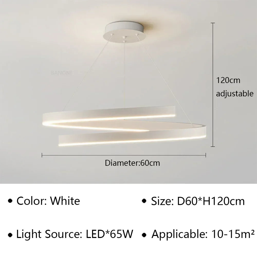 Modern LED spiral chandelier is suitable for living room dining room bedroom study villa home decoration lighting room decoratio