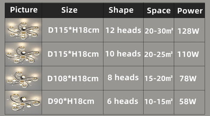 Modern Led Chandelier Gold Aluminum Luxury Pendant Lights For Living Room Bedroom Study Room K9 Crystal Decorative Lamps 90-260V