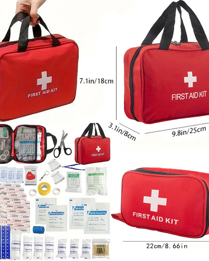 First Aid Kit - 188 pcs - for car, home, travel, camping, office or sport, fully stocked with emergency and survival essentials