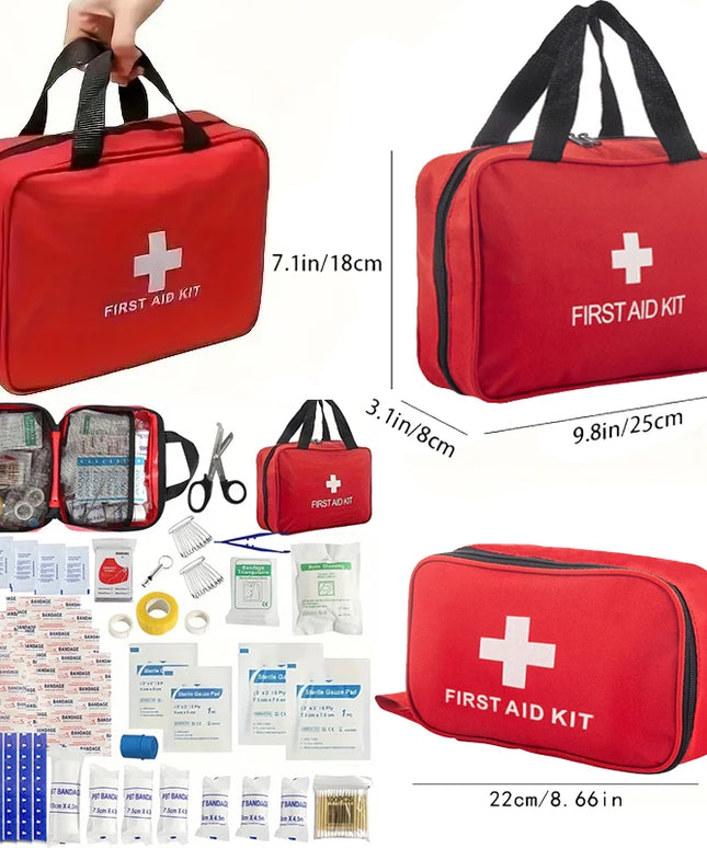 First Aid Kit - 188 pcs - for car, home, travel, camping, office or sport, fully stocked with emergency and survival essentials