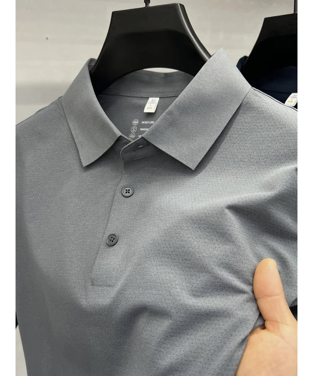 Top Brand Quality Mesh Fabric Sports Polo Shirt -Men's Wrinkle-resistant Breathable Ultra-stretch Golf Shirt Top and Tees