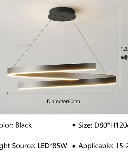 Modern LED spiral chandelier is suitable for living room dining room bedroom study villa home decoration lighting room decoratio