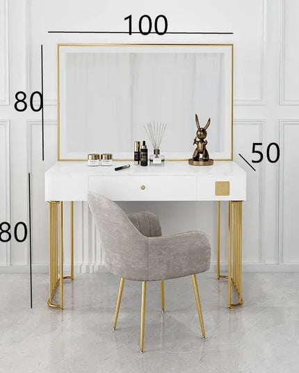 Vanity Set with Lighted Mirror, Makeup Vanity Dressing Table with LED Light, Drawers, Storage Shelves and Cosmetics Cabinet