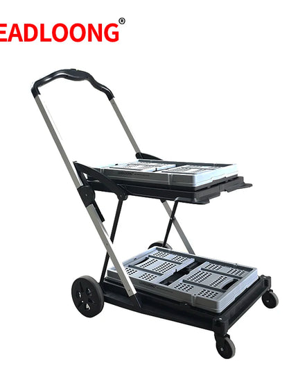 LEADLOONG Wholesale Two Tier Shopping Troller Factory Supermaket Equipment Double Desk Carts for Grocery  Store