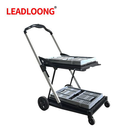 LEADLOONG Wholesale Two Tier Shopping Troller Factory Supermaket Equipment Double Desk Carts for Grocery  Store