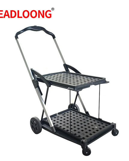LEADLOONG Wholesale Two Tier Shopping Troller Factory Supermaket Equipment Double Desk Carts for Grocery  Store