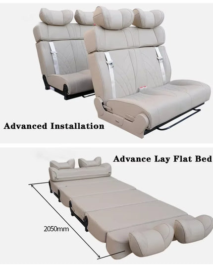 3-Person Trifold Folding Seat Beds PU Leather Modified Car Seats for Van Seats Benches Accessoires