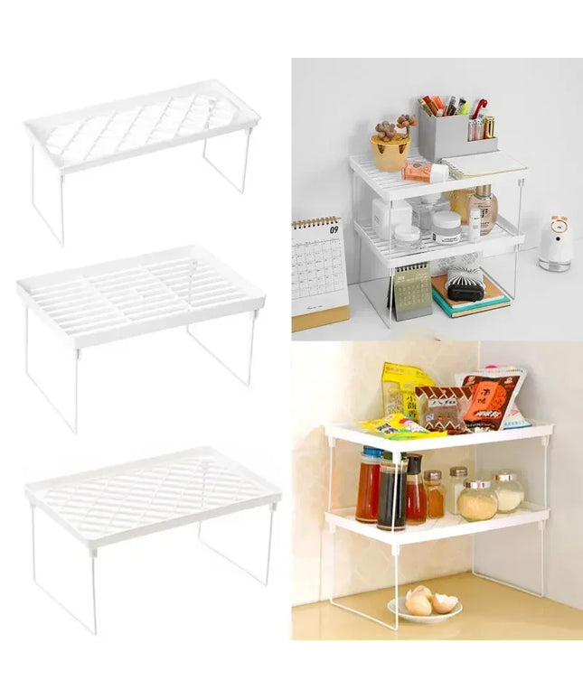 Home Closet Organizer Storage Shelf Kitchen Adjustable Storage Rack Shelves Cabinet Holders Space Saving Makeup Organizer