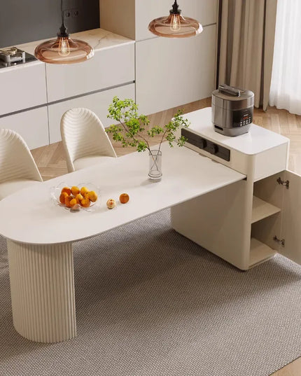 Kitchen Island with Extendable Dining Table Integrated Rolling Kitchen Storage Household with Slate Rack Cabinet for Kitchen