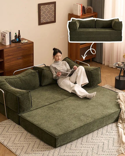 Folding Dual-use Modular Compression Sofa Bed Living Room Bedroom Home Lazy Pudding Retro Style Tatami Sofa