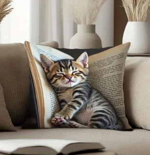 Creative Sleep Cat Fashion Design Printed Pillowcase Single Sided Comfortable Indoor Sofa Home Cushion Pillow Set Accessories