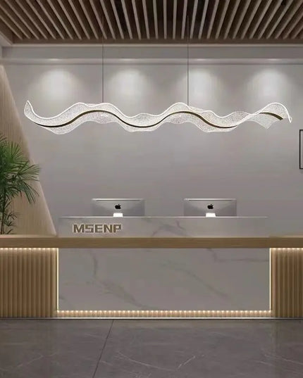 Modern Wave LED Pendant Lights for Living Restaurant Room Food Tables Bar Golden Chandelier Home Decor Hanging Light Fixture