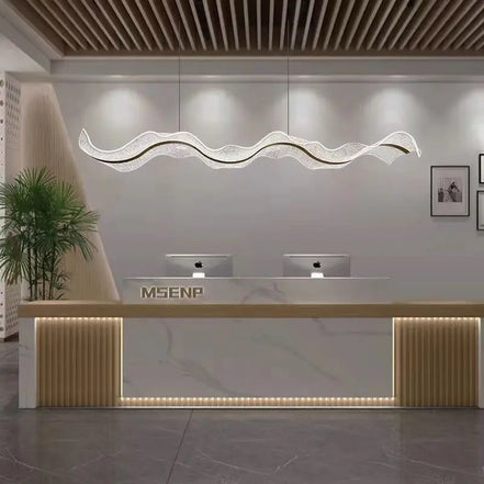Modern Wave LED Pendant Lights for Living Restaurant Room Food Tables Bar Golden Chandelier Home Decor Hanging Light Fixture
