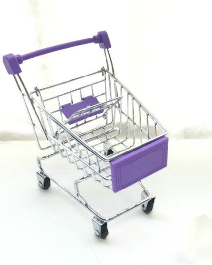 1:48 Mini Supermarket Shopping Trolley Cart Desktop Model Children's Toys Home Decoration Miniature