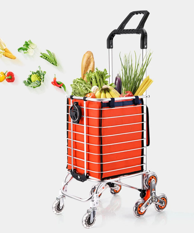 1PC Stainless Steel Portable Shopping Cart Roller Puller Household Luggage Carrier Ergonomic Design for Easy Carrying And Moving