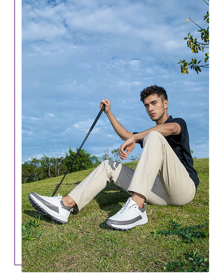 Men's Lightweight Golf Shoes-Breathable Sports Casual Shoes, Lace-Up Design, Non-Slip Rubber Sole-Universal in All Seasons