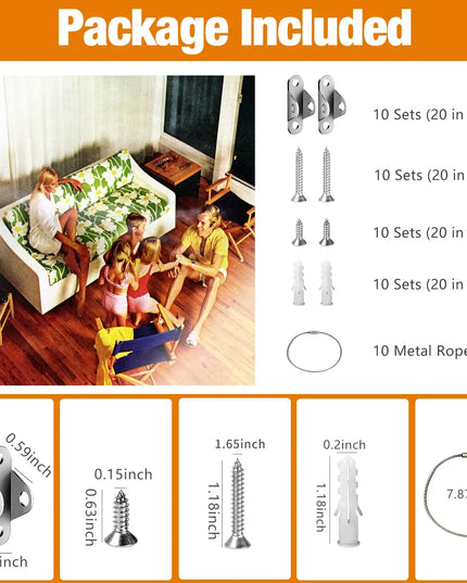 6 Sets Furniture Anchors Anti Tip Furniture Anchors for Baby Proofing, Safety Anchor Furniture Fasteners to Wall