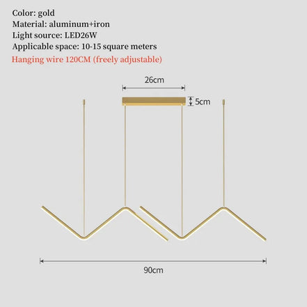 Modern LED irregular long chandelier adjustable chandelier dining room bedroom kitchen home decoration lighting