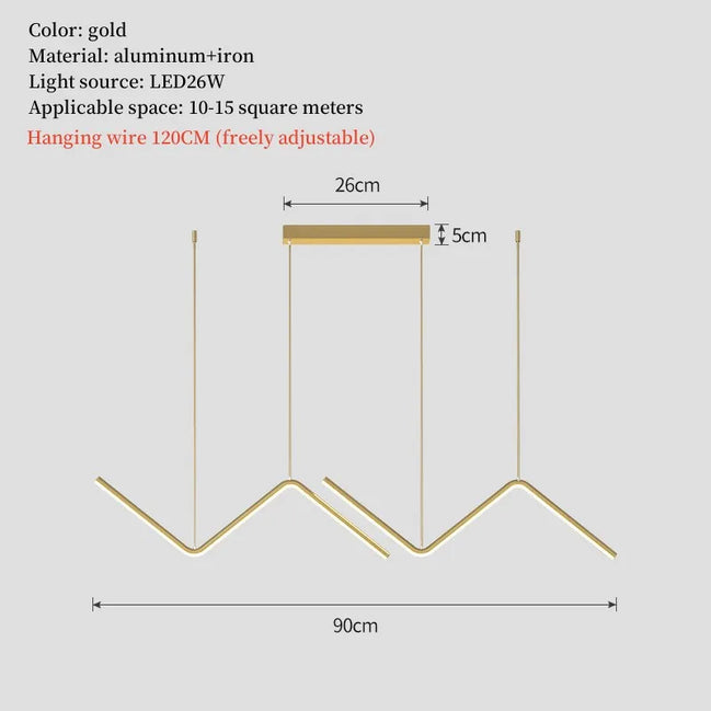 Modern LED irregular long chandelier adjustable chandelier dining room bedroom kitchen home decoration lighting