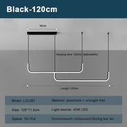 Modern LED Strip Chandelier Light Restaurant Kitchen Decor Ceiling Gold Hanging Pendants Living Room Lighting Indoor Lamp Lustre