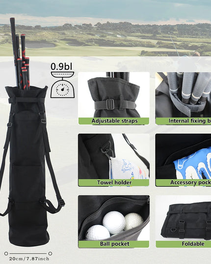 Lightweight Golf Carry Bag with Adjustable Shoulder Strap - Holds 8-10 Clubs, Foldable Portable Golf Bag with Multiple Compartme