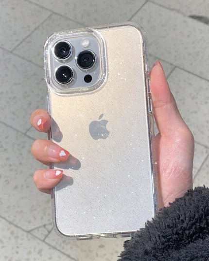 New Luxury Bling Glitter Clear Case For iPhone 16 15 14 13 12 11 Pro Max Mini X XR XS Shockproof TPU Transparent Soft Cover