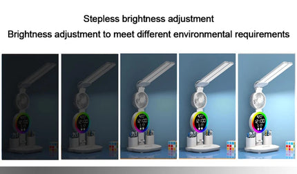 Led Table Lamp Rechargeable For Study Desk Lamp Reading Night Light With Fan Clock Dispaly Room Bedside Reading Led  Desk Lights