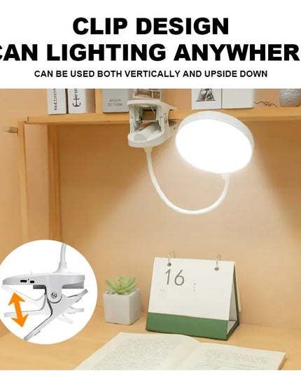 LED Portable Clip Table Lamp USB Rechargeable Clip Desk Lamp Bed Reading Night Light Touch 3 Dimming Modes Eye Protection Light