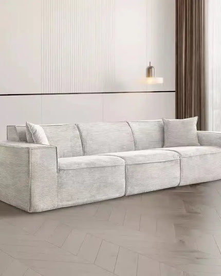 Compressed fabric sofa corduroy small unit straight row full sponge sofa without skeleton tofu block sofa